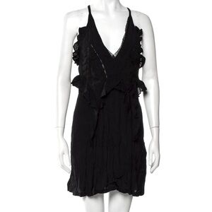 IRO whimsigoth ruffle plunge peplum effect romantic grunge tank slip dress